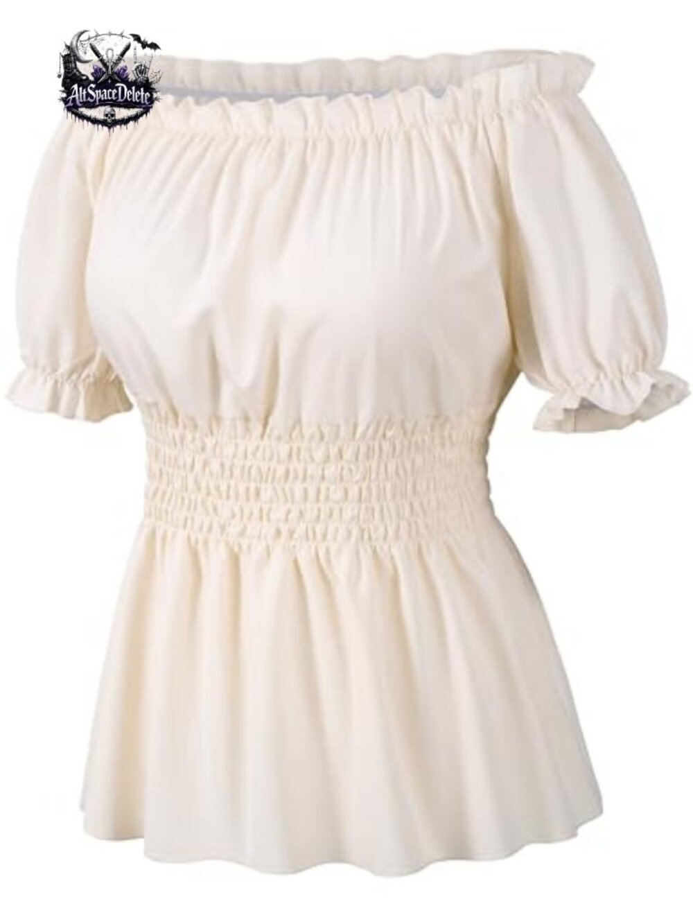 Renaissance Pirate Shirt Off Shoulder Ruffle Smocked Costume Blouse